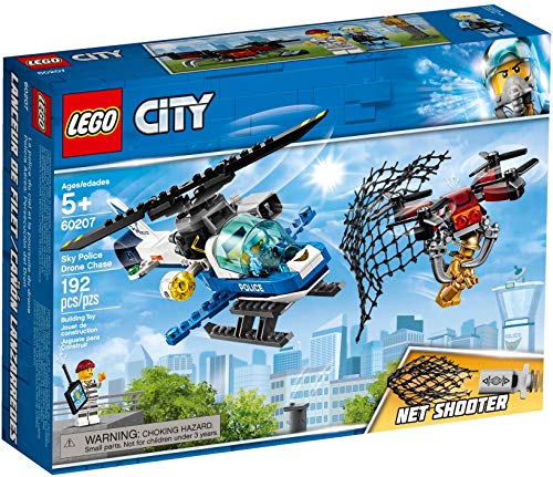 LEGO 60207 City Polizei Drohnenjagd, Hubschrauberspielzeug mit Netzkanone, Gefängnisausbruch Sets für Kinder von LEGO