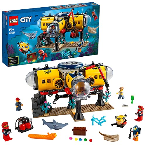 LEGO 60265 City Meeresforschungsbasis, U-Boot-Spielzeug mit Meerestieren-Figuren, tolles Geschenk für Kinder ab 6 Jahre von LEGO