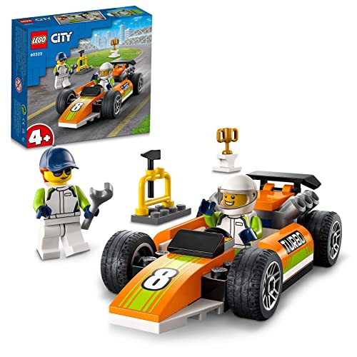 LEGO 60322 City Rennauto, Formel 1 Auto für Kinder ab 4 Jahren, Rennwagen-Spielzeug mit Mechaniker- und Rennfahrer-Minifiguren, Rennauto von LEGO