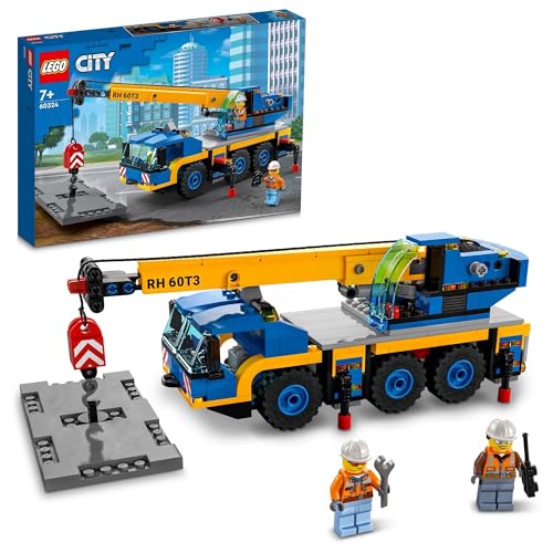 LEGO 60324 City Geländekran, Kran- und LKW-Spielzeug mit Haken, baubares Fahrzeug-Spielzeug für Jungen und Mädchen ab 7 Jahren, Geschenk für Kinder und Fans von Baufahrzeugen von LEGO