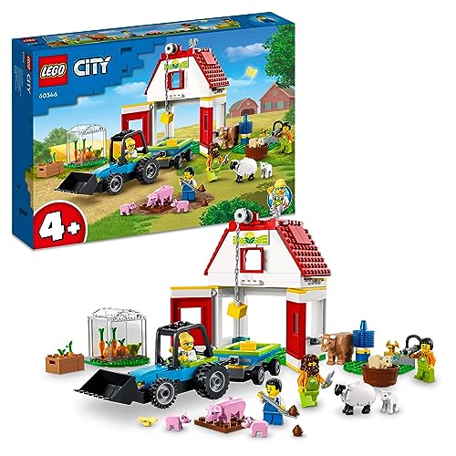 LEGO 60346 City Bauernhof mit Tieren, inkl. Schaf, Schwein, Kuh und mehr sowie Traktor-Spielzeug mit Anhänger, Lernspielzeug für Kinder ab 4 Jahre von LEGO