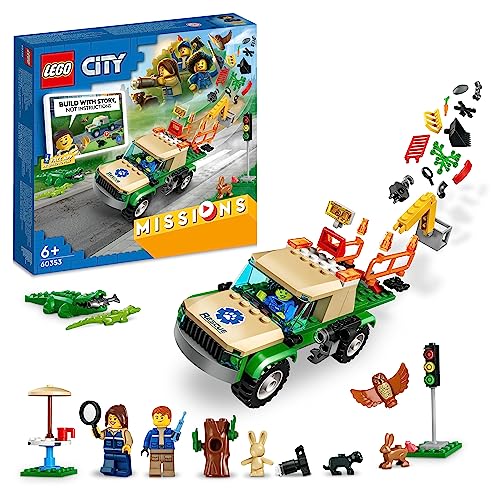 LEGO 60353 City Tierrettungsmissionen, Interaktives Digitales Abenteurspielset Mit Pickup, 3 Minifiguren Und Tierfiguren, Spielzeug Ab 6 Jahre Für Mädchen Und Jungen von LEGO