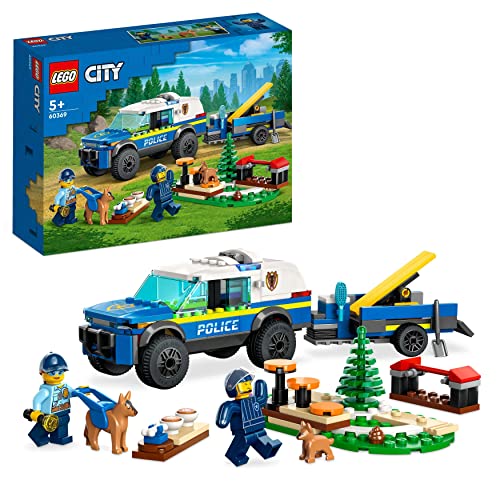 LEGO City Mobiles Polizeihunde-Training, Polizeiauto-Spielzeug mit Anhänger, Hunde- und Welpenfiguren, Tier-Set für Kinder ab 5 Jahren 60369 von LEGO