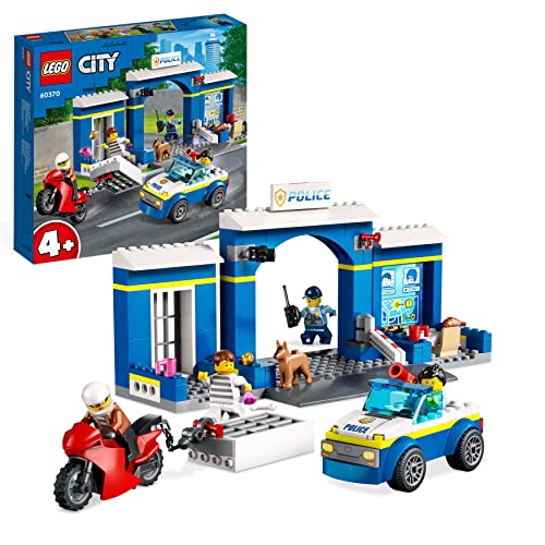 LEGO 60370 City Ausbruch aus der Polizeistation Spielset, Polizeiauto Spielzeug und Motorrad für Kinder ab 4 Jahre, Polizei-Spielzeug mit Gefängnis-Gebäude und 4 Minifiguren von LEGO