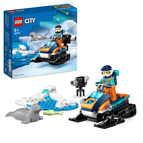 LEGO 60376 City Arktis-Schneemobil, Konstruktionsspielzeug-Set mit 3 Tier-Figuren und Einer Explorer-Minifigur, Spielzeug für Kinder ab 5 Jahren von LEGO