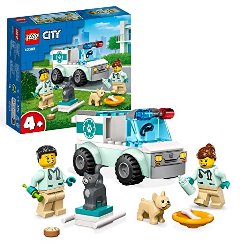 LEGO 60382 City Tierrettungswagen, Tierspielzeug mit Hunde- und Katzenfiguren sowie 2 Tierarzt-Minifiguren, für Kinder ab 4 Jahren von LEGO