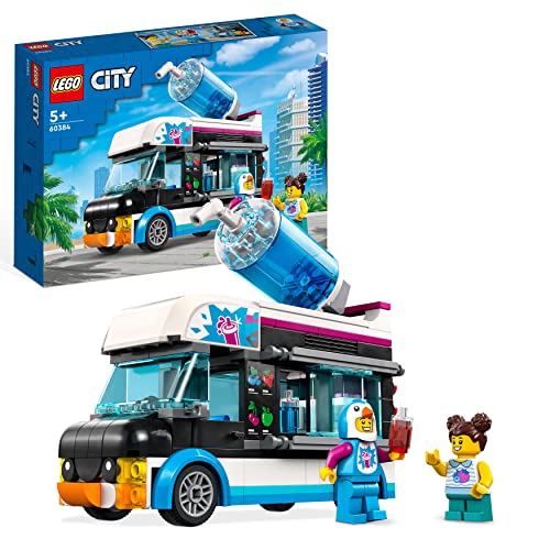 LEGO 60384 City Slush-Eiswagen Set, Sommer-Fahrzeug-Spielzeug mit Kinderspielfiguren, Konstruktionsspielzeug für Kinder ab 5 Jahren, Geschenk für Mädchen und Jungen von LEGO