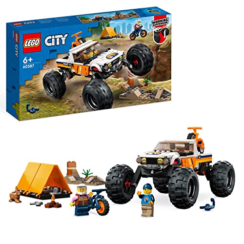 LEGO City Offroad Abenteuer, Camping Monster Truck Spielzeug mit funktionierender Federung, Fahrzeug für Kinder ab 6 Jahre 60387 von LEGO