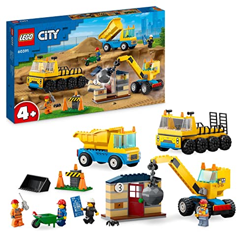 LEGO 60391 City Baufahrzeuge und Kran mit Abrissbirne, Spielzeug mit Bagger, Kipper und Transportfahrzeugen, Lernspielzeug für Kleinkinder ab 4 Jahren von LEGO