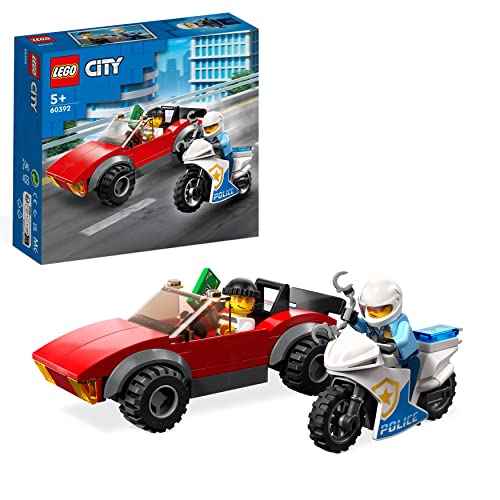 LEGO 60392 City Polizei Verfolgungsjagd mit Polizei-Motorrad Set, Rennauto-Spielzeug mit Polizisten Minifigur für Kinder ab 5 Jahren von LEGO