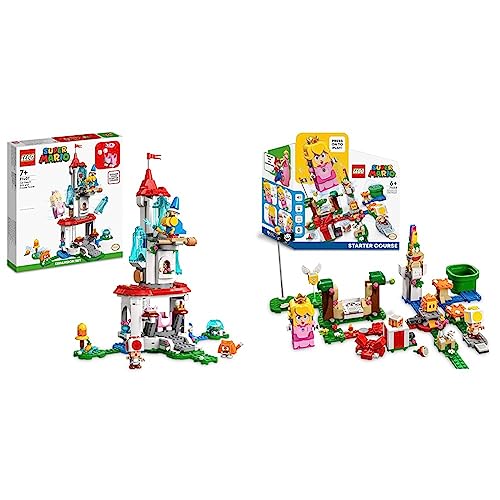 LEGO 71407 Super Mario Katzen-Peach-Anzug und Eisturm & 71403 Super Mario Abenteuer mit Peach – Starterset, baubares Spielzeug mit interaktiver Prinzessinnen Figur, Gelber Toad und Lemmy von LEGO