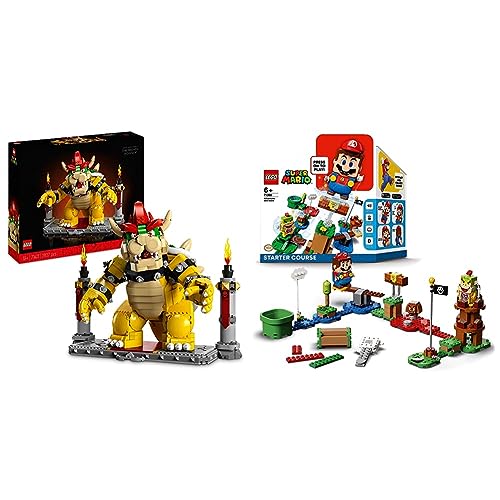 LEGO 71411 Super Mario Der mächtige Bowser, 3D-Modell-Bausatzs & 71360 Super Mario Abenteuer mit Mario – Starterset, interaktive Figur und Bauspiel von LEGO