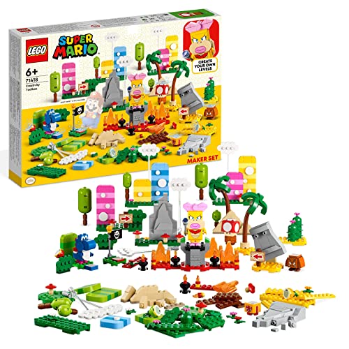 LEGO 71418 Super Mario Kreativbox – Leveldesigner-Set mit Gras-, Lava- und Wüstenmodellen zum Kombinieren mit Starterset, Spielzeug Figuren für Kinder, Multicolour von LEGO