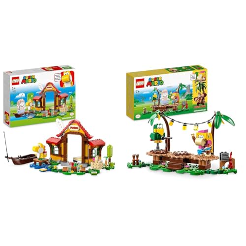 LEGO 71422 Super Mario Picknick bei Mario & 71421 Super Mario Dixie Kongs Dschungel-Jam – Erweiterungsset mit Dixie Kong und Sqwaks der Papagei-Figuren, Spielzeug zum Kombinieren mit Starterset von LEGO