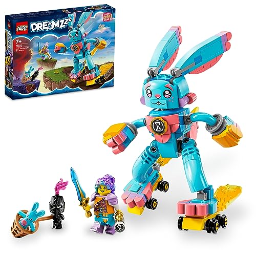 LEGO DREAMZzz 2-in-1 Izzie und Ihr Hase Bunchu Set, Baubares Kaninchen-Spielzeug mit Rollschuhen, 2 Arten für fantasievolles Spielen, basierend auf der TV-Serie, für Mädchen, Jungen ab 7 Jahren 71453 von LEGO