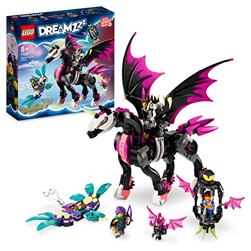 LEGO DREAMZzz 2-in-1 Pegasus, Baue 2 Arten eines Pferdespielzeuges, enthält Zoey, Nova und Albtraumkönig als Minifiguren aus der TV-Show, kreatives Tierspielzeug für Kinder, Jungen und Mädchen 71457 von LEGO