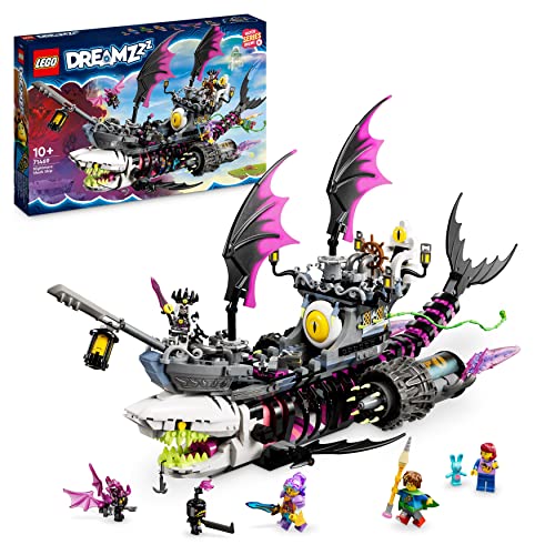 LEGO DREAMZzz 2-in-1 Albtraum-Haischiff, Baue 2 Arten des Piraten-Boot-Spielzeuges, Modellbausatz mit 4 Minifiguren, Spielzeug für Kinder, Mädchen, Jungen, basierend auf der TV-Show 71469 von LEGO