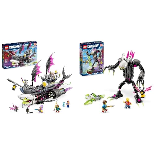 LEGO 71469 DREAMZzz Albtraum-Haischiff, Baue 2 Arten des Piraten-Boot-Spielzeugs & 71455 DREAMZzz der Albwärter Set, Monster-Figuren-Spielzeug von LEGO