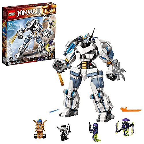 LEGO 71738 NINJAGO Legacy Zanes Titan-Mech, Ninja-Spielzeug zum Bauen mit 4 Minifiguren, darunter Jay als goldene Figur und 2 Geisterkämpfer, bewegliche Actionfigur von LEGO