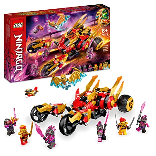 LEGO 71773 NINJAGO Kais Golddrachen-Raider Set, mit Auto und Motorrad-Spielzeug inkl. Kai und eine goldene Cole Legacy-Figur, Spielzeug für Kinder ab 8 Jahren von LEGO