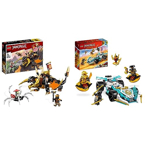 LEGO 71782 NINJAGO Coles Erddrache EVO, Spielzeug zum Sammeln & 71791 NINJAGO Zanes Drachenpower-Spinjitzu-Rennwagen von LEGO