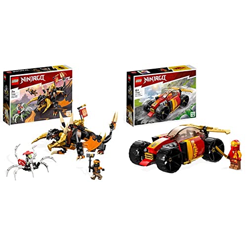 LEGO 71782 NINJAGO Coles Erddrache EVO & 71780 NINJAGO Kais Ninja-Rennwagen EVO 2in1 Rennwagen Spielzeug zu Geländewagen-Fahrzeug, Modellbausatz für Jungen und Mädchen ab 6 Jahren von LEGO