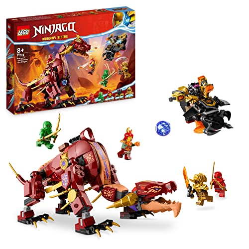 LEGO NINJAGO Wyldfires Lavadrache Fabelwesen verwandlungsfähiges Spielzeug, Drachen-Serie Set mit Einer Drachenfigur und Kai & Lloyd Minifiguren 71793 von LEGO