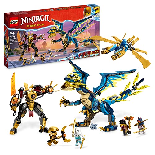 LEGO 71796 NINJAGO Kaiserliches Mech-Duell gegen den Elementardrachen, großes Set mit Drachen-Spielzeug, Action-Figur, Ninja-Flieger & 6 Minifiguren, Sammlerstück-Geschenk für Kinder, Jungen, Mädchen von LEGO