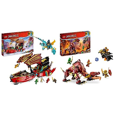 LEGO 71797 NINJAGO Ninja-Flugsegler im Wettlauf mit der Zeit & 71793 NINJAGO Wyldfires Lavadrache Fabelwesen verwandlungsfähiges Spielzeug von LEGO