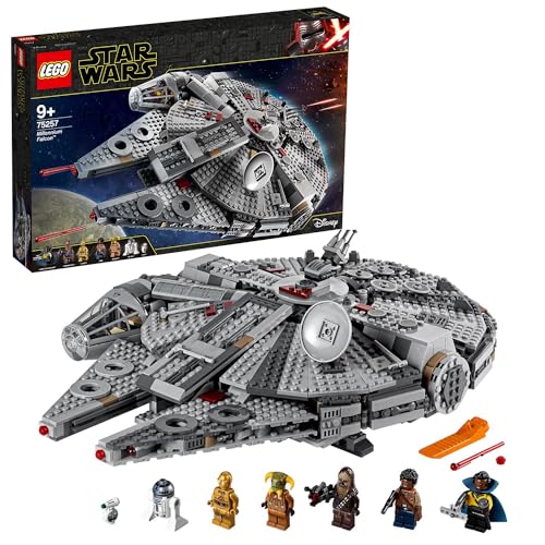 LEGO Star Wars Millennium Falcon Bauspielzeug für Kinder, Jungen & Mädchen, Modellraumschiff-Set mit 7 Figuren inkl. Finn und Chewbacca, C-3PO und R2-D2, The Rise of Skywalker Geschenke 75257 von LEGO