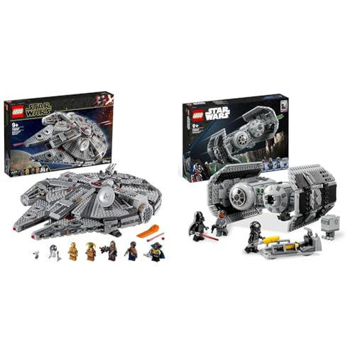 LEGO 75257 Star Wars Millennium Falcon Raumschiff Bauset mit Finn & 75347 Star Wars TIE Bombe Modellbausatz mit Darth Vader Minifigur mit Lichtschwert und Gonk-Droide von LEGO