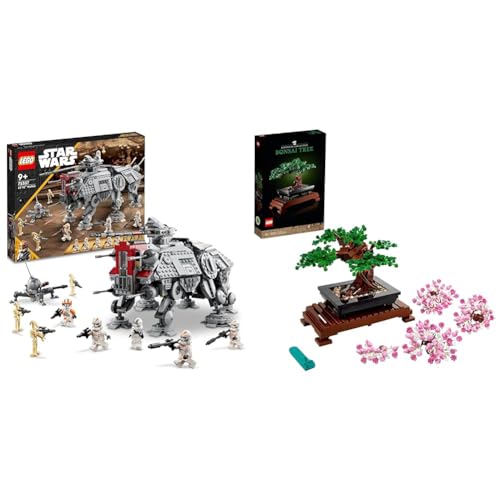 LEGO 75337 Star Wars at-TE Walker, Bewegliches Spielzeugmodell & 10281 Icons Bonsai Baum Set für Erwachsene, Pflanzen Home Deko Set mit Blumen von LEGO