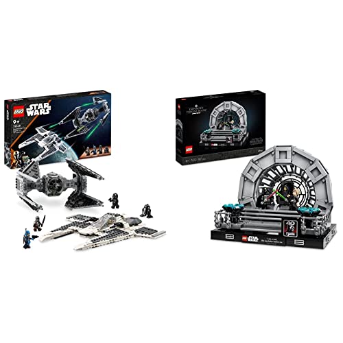 LEGO 75348 Star Wars Mandalorianischer Fang Fighter vs. TIE Interceptor Set, Starfighter Spielzeug zum Bauen für Kinder mit 3 Minifiguren & 75352 Star Wars Thronsaal des Imperators – Diorama von Star Wars