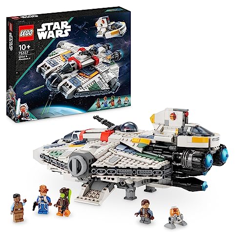 LEGO Star Wars Ghost & Phantom II Set mit 2 aus Bausteinen gebauten Ahsoka-Fahrzeugen, baubares Raumschiff-Spielzeug mit 5 Charakteren, darunter Jacen Syndulla und einer Chopper-Droidenfigur 75357 von LEGO