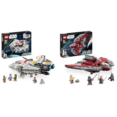 LEGO 75357 Star Wars Ghost & Phantom II Set mit 2 Ahsoka-Fahrzeugen & 75362 Star Wars Ahsoka Tanos T-6 Jedi Shuttle Set, baubares Raumschiff-Spielzeug von LEGO