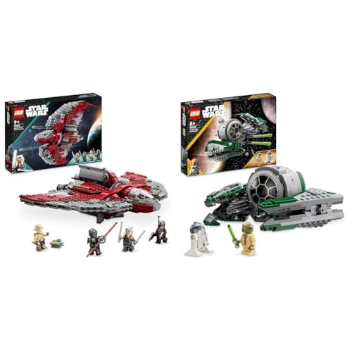 LEGO 75362 Star Wars Ahsoka Tanos T-6 Jedi Shuttle Set & 75360 Star Wars Yodas Jedi Starfighter, Clone Wars Fahrzeug-Set mit Meister Yoda-Minifigur von LEGO