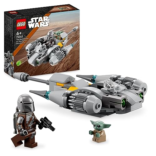 LEGO 75363 Star Wars N-1 Starfighter des Mandalorianers – Microfighter Mikro-Bauspielzeug, Das Buch von Boba Fett-Fahrzeug mit Baby Yoda-Figur Grogu, Geschenk für Kinder, Jungen, Mädchen ab 6 Jahren von LEGO