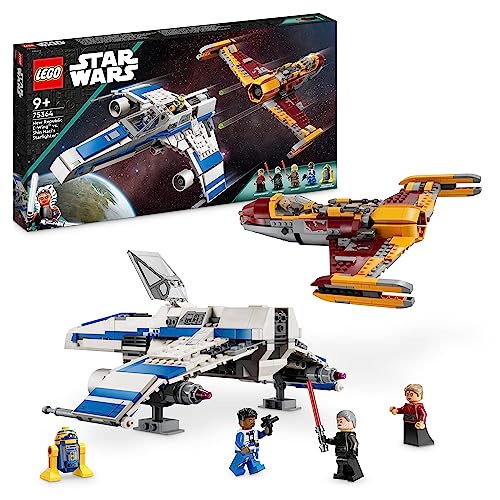 LEGO 75364 Star Wars New Republic E-Wing vs. Shin Hatis Starfighter, Set der Ahsoka-Serie mit 2 Spielzeug-Fahrzeugen, Droiden-Figur, 4 Minifiguren und 2 Lichtschwertern von LEGO