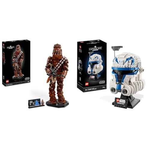 LEGO 75371 Star Wars Chewbacca, Wookie-Figur zum Sammeln, Bogenspanner & Star Wars Captain Rex Helm Set, The Clone Wars Modell Sammlerstück von LEGO