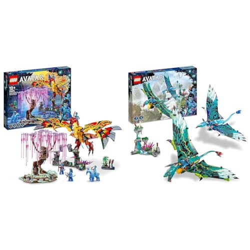 LEGO 75574 Avatar Toruk Makto und der Baum der Seelen, Bauspielzeug mit 4 Minifiguren & 75572 Avatar Jake und Neytiris erster Flug auf einem Banshee, Pandora Film Set mit Banshees von LEGO