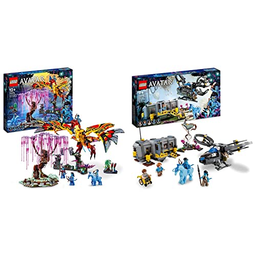 LEGO 75574 Avatar Toruk Makto und der Baum der Seelen, Bauspielzeug mit 4 Minifiguren & 75573 Avatar Schwebende Berge: Site 26 und RDA Samson, baubares Helikopter-Spielzeug von LEGO