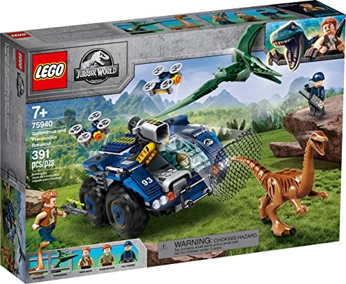 LEGO 75940 Jurassic World Ausbruch von Gallimimus und Pteranodon, Dinosaurier Spielzeug für Kinder ab 7 Jahren mit Figuren von LEGO