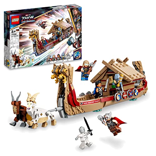 LEGO 76208 Marvel Das Ziegenboot, Spielzeug-Boot aus Thor: Love & Thunder, Avengers-Set zum Bauen mit Minifiguren wie Thor und Mighty Thor mit Sturmbrecher sowie Tierfiguren, ab 8 Jahren von LEGO