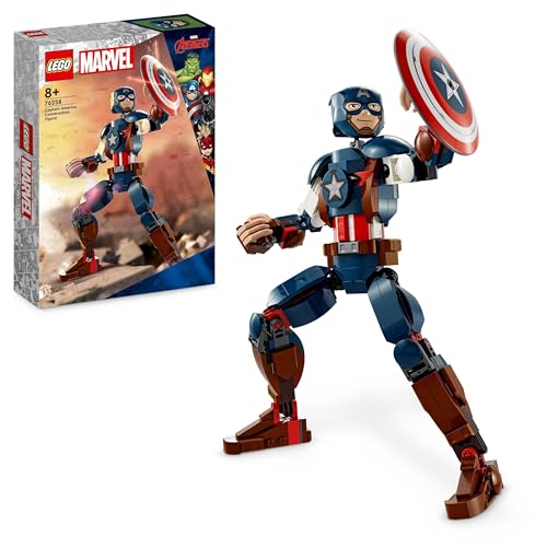 LEGO 76258 Marvel Captain America Baufigur, Superheld mit Schild, Avengers BAU-Spielzeug und Sammelfigur als Schlafzimmer Accessoire für Kinder, Jungen und Mädchen ab 8 Jahren von LEGO