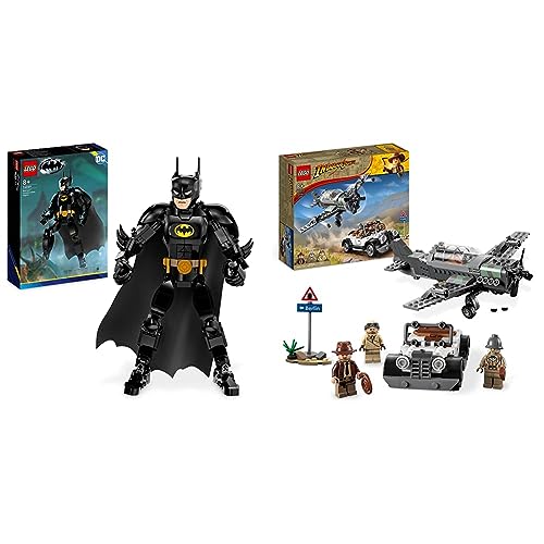 LEGO 76259 DC Batman Baufigur, Superhelden Action Figur und Dekoration & 77012 Indiana Jones Flucht vor dem Jagdflugzeug Action-Set von LEGO