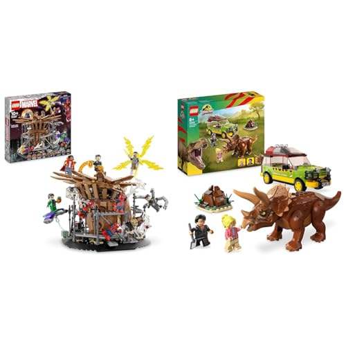 LEGO 76261 Marvel Spider-Mans großer Showdown, Spider-Man & 76959 Jurassic Park Triceratops-Forschung, Dinosaurier Spielzeug von LEGO