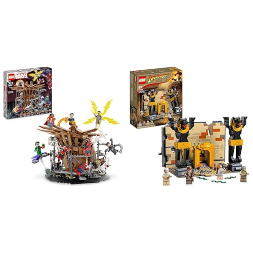 LEGO 76261 Marvel Spider-Mans großer Showdown, Spider-Man & 77013 Indiana Jones Flucht aus dem Grabmal Konstruktionsspielzeug von LEGO