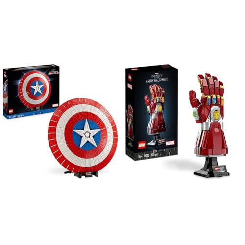 LEGO 76262 Marvel Captain Americas Schild Set & 76223 Marvel Iron Mans Nano Handschuh, Baubares Iron Man-Modell von LEGO