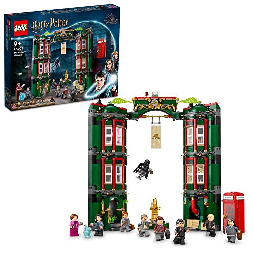 LEGO 76403 Harry Potter Zaubereiministerium, Modulares Set zum Bauen mit Umwandlungsmechanismus und 9 Minifiguren inkl. Harry, Ron und Hermine als Erwachsene und Dementor, Geschenk für Sammler von LEGO