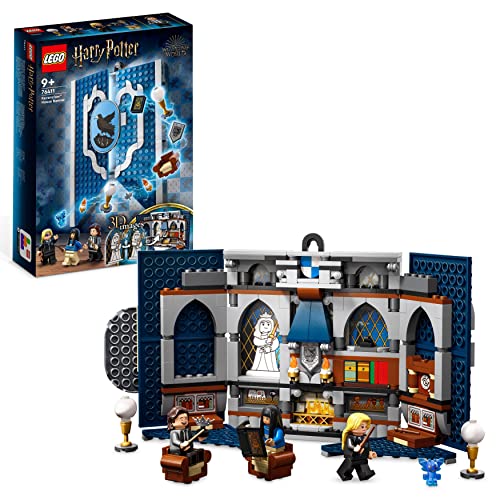 LEGO 76411 Harry Potter Hausbanner Ravenclaw, Hogwarts Wappen, Schloss Gemeinschaftsraum Spielzeug oder Wanddisplay mit Luna Lovegood Minifigur, Sammel-Reisespielzeug von LEGO